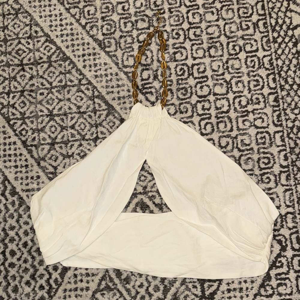 WeWoreWhat Bandana Wrap Linen Halter Top